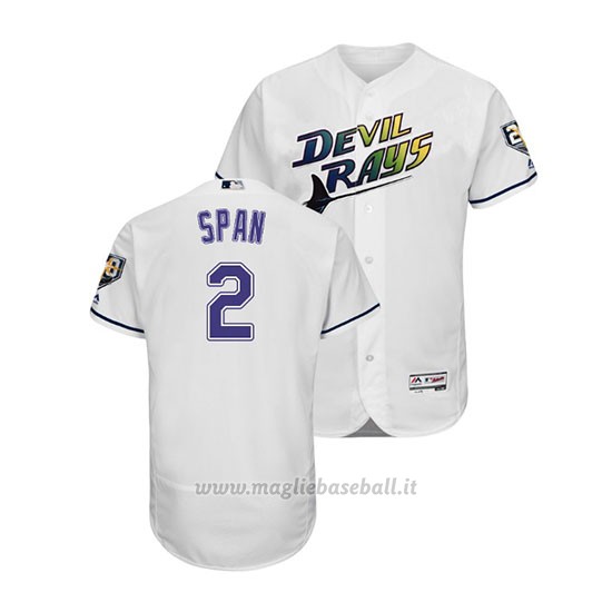 Maglia Baseball Uomo Tampa Bay Rays Denard Span Throwback 1998 Bianco